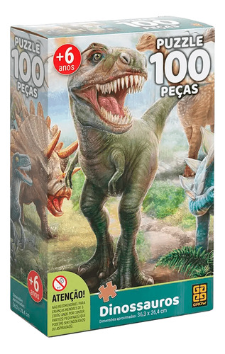 Quebra Cabeça P/ Montagem 100 Peças Batalha Dos Dinossauros