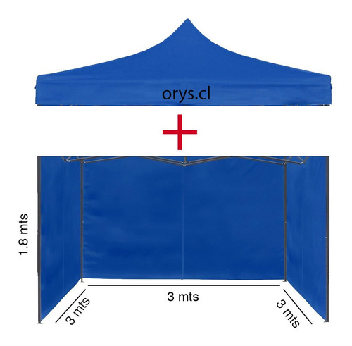 Lona Repuesto 3x3 + Lateral Para Toldos Tipo Araña (azul)