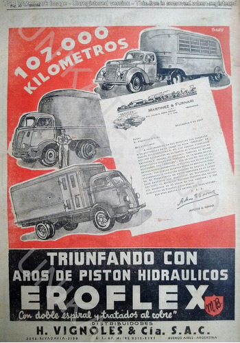 Muy Antigua Publicidad Clipping Aros Eroflex Camión 1944