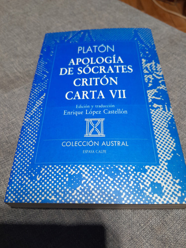 Apología De Sócrates Critón Carta Vii De Platón. Ed.espasa (Usado)