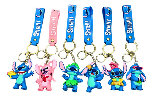 Llaveros Personajes X10 Goma 3d + Correa + Mosqueton Stitch