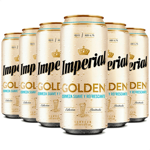 Cerveza Imperial Golden Lager Rubia Lata 473ml X6