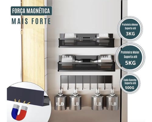 Suporte Magnético Para Geladeira Com 3 Prateleiras Magnética