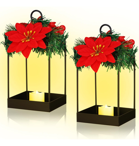 Vihose Farol De Navidad Decorativo Con Velas Led Colgantes,