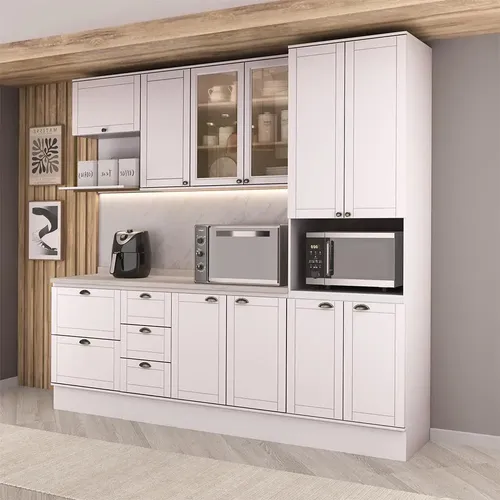 Armário De Cozinha Completa Milla Comfort Life Carraro Bra Branco