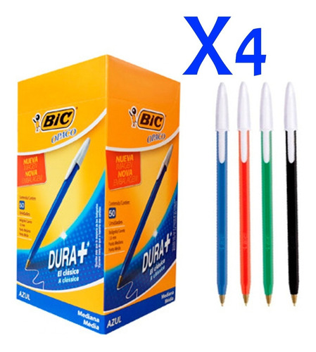 Boligrafo Bic Pack X4 Opaco 1mm Clasica Lapicera Planeta !