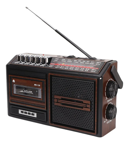 Radio Cassette Retro Pila Corriente Usb/sd/mp3 Marrón Oscuro