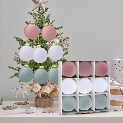 Adornos Navideños Con Forma De Bola De Árbol, 8 Cm, 9 Unidad