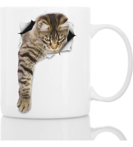 Taza De Café Con Diseño De Gato Atigrado, Divertida Taza De 