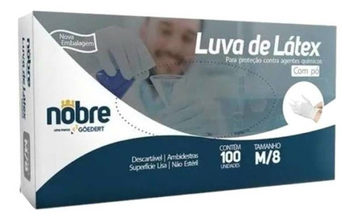 Luvas Látex Com Pó Proteção Contra Agentes Quím Nobre C/100