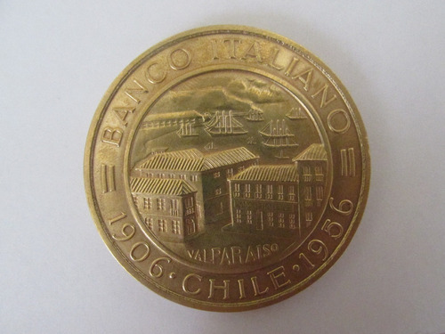 Medalla Banco Italiano Valparaiso Chile Año 1956 Muy Escasa
