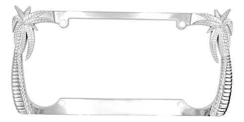 Porta Placa Metal Palmeras Cromo