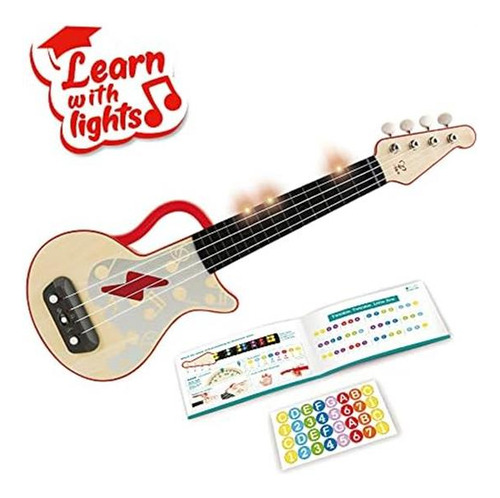 Hape Learn: Ukelele Electrónico Rojo Con Modo Inclinado