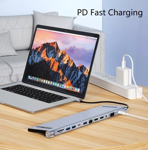 12 En 1 Estación De Acoplamiento Usb 3.0 Tipo C Con 2 Hdmi