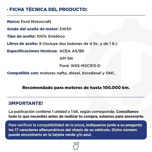Imagen 3 de 6 de Kit 4 Filtros + Aceite 5w30 X 9lts Ford Ranger 2.2 3.2