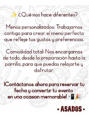 Servicio De Asador A Domicilio, Reuniones Y Eventos