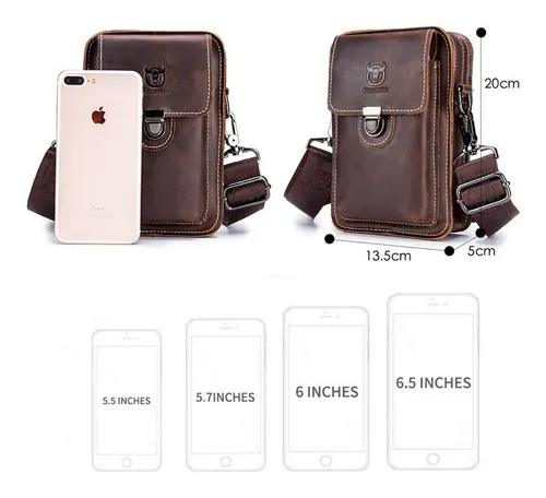 Imagem 8 de 8 de Moda Bolsa Cintura Masculina Couro Legítimo Bolsa Crossbody