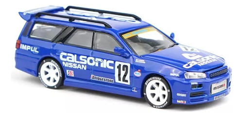 Pop Race Nissan Stagea R34 Calsonic Pr64-59 1/64 Color Azul
