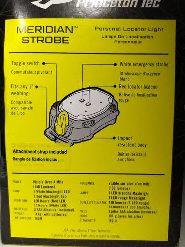 Princeton Tec Meridian Strobe Beacon 100 Lumens
