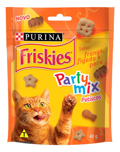Petisco para Gatos Frango, Fígado e Peru Purina Friskies Party Mix Sachê 40g