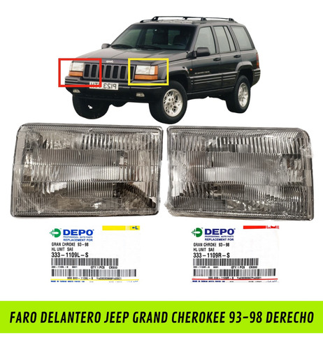 Faro Del Jeep Grand Cherokee 93-98 Derecho Depo Original 