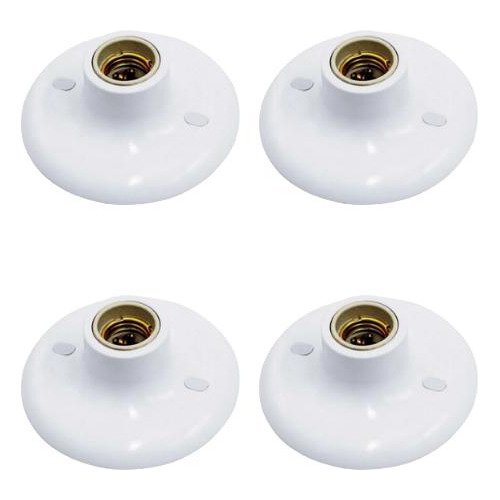 Kit 4 Plafons Plástico Branco Soquete E 27 Porcelana Fazplas