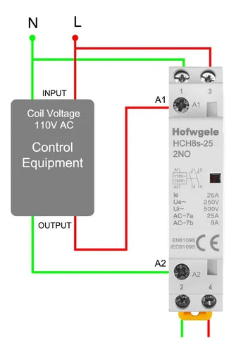 Hofwgele Hch8s-25 Contactor De Ca 25a 2p 110v 120v 2 Polos