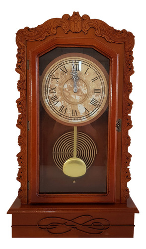 Relógio De Parede Antigo Em Madeira Com Pêndulo Decoração Am