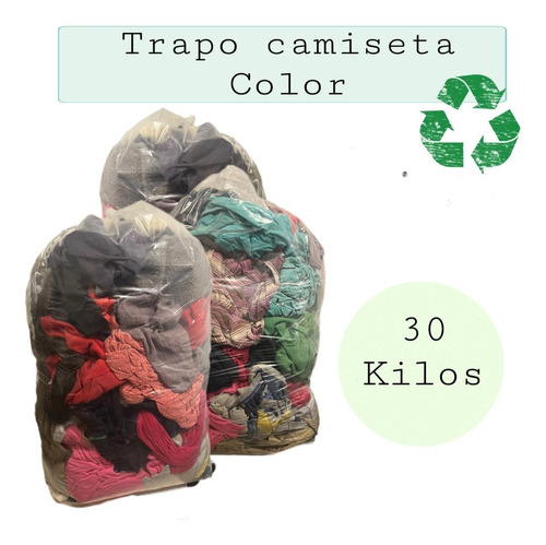 Trapo Limpieza Industrial Camiseta Color Absorc. Alta 30 Kgs