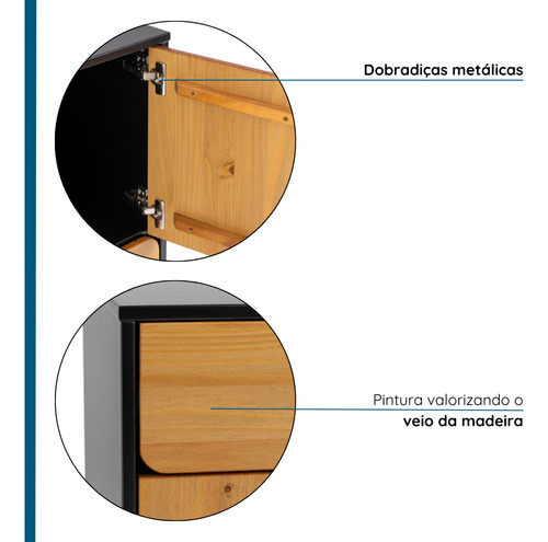 Balcão Em Madeira E Mdf Eclipse Artemobili Cor Preto/mel