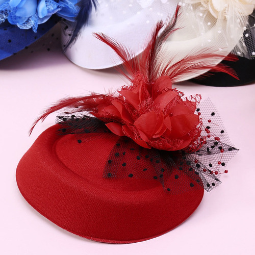 Fascinator Hats Headband Feminino Pena Flor Noivas Cabelo A