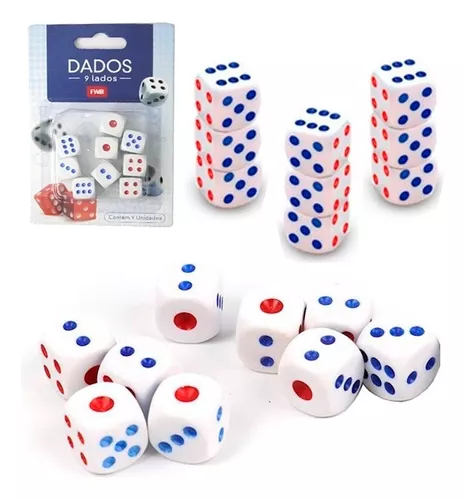 Kit 6 pcs Dados P/jogo De Salao Vermelho/branco 6 Faces