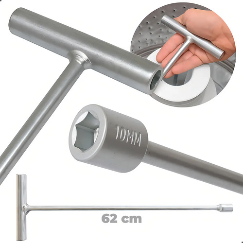 Chave T 10mm Canhão Longa Remover Parafuso Agitador Universal 62cm Lm08 Lm06 Electrolux Brastemp Consul Fazer Limpeza Máquina De Lavar Killrex