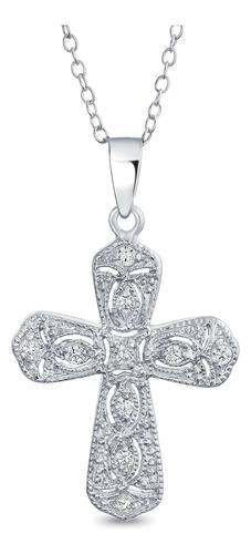 Bling Jewelry Vintage Style Cross For Women .925 Sterling Cz