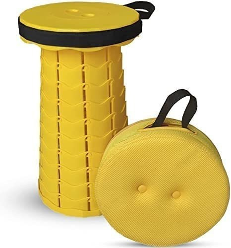 Taburete Plegable Retractil Con Bolsa Cojin Camping - Yellow