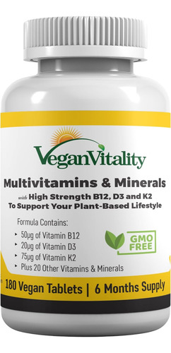 Multivitaminas Y Minerales Veganos Con Vitamina B12 De Alta