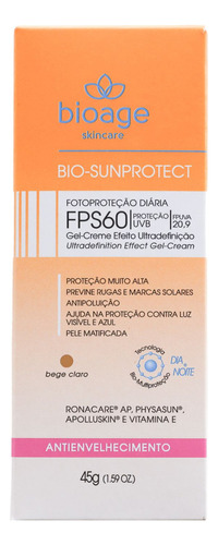 Bioage protetor solar antienvelhecimento Fps60 bege claro 