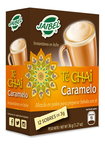 Jaibel Te Chai Latte Caramelo X12 Sobres Tradicional