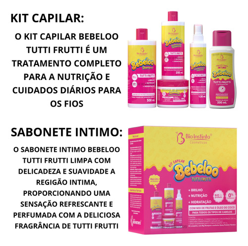 Kit P/ Cabelo Perfumado Sabonete Intimo Bebeloo Tutti Frutti
