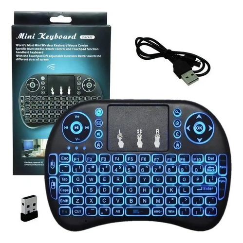 Mini Teclado Bluetooth Controle Tv Box Smart Tv- Cor do teclado Preto