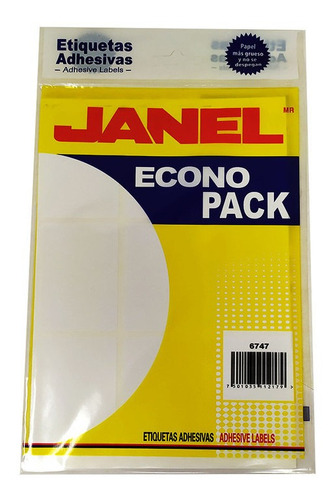 Etiqueta Adhesiva Janel Econo Pack Blanco 108 Pzs
