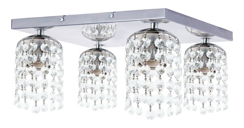 Plafon Cuadrado 4 Luces Cromo Caireles Cristal Moderno Deco