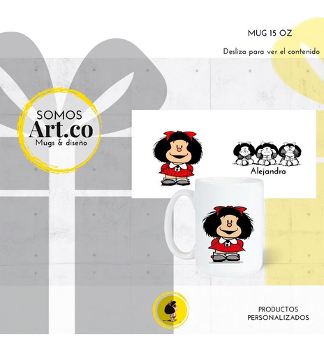 Mug Mafalda / Mug Base Y Tapa Silicona