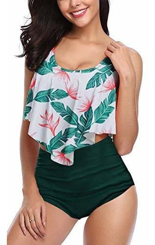 Trajes De Baño Florales De Tankini Para Las Mujeres Wf63o