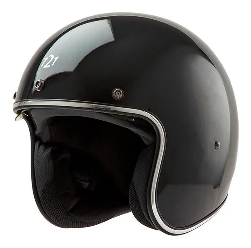 Casco Moto Abierto Hawk 721 Negro Brillante Todos Los Talles