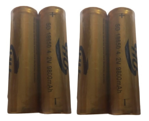 Imagem 1 de 3 de Kit 4 Bateria18650 Li-ion 9800mah 4.2v Lanterna Tática Led