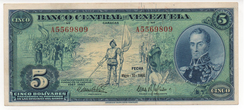 Billete De 5 Bs Dieguito Mayo 1966 A7