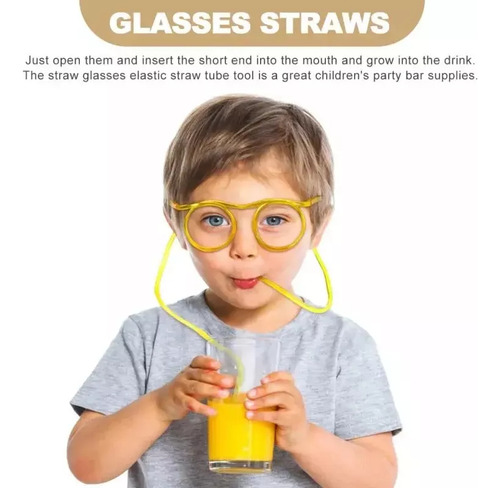 24 Tontas Gafas De Paja Con Pajitas Para Fiesta De Cumpleaño