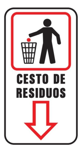 Cartel Plástico Cesto De Residuos 22x26 Cm Seguridad 