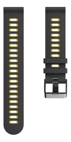 Pulseira Borracha Dual Compatível Com Galaxy Watch 3 41mm Cor Preto Com Amarelo
